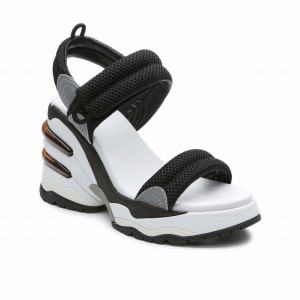 Black Women Ash Cosmos Platform Wedge Sandals | 219469-425
