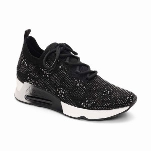 Black Women Ash Lucky Shine Knit Sneakers | 778214-816