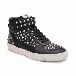 Black Women Ash Myriad Studded Hightop Sneakers | 065556-627