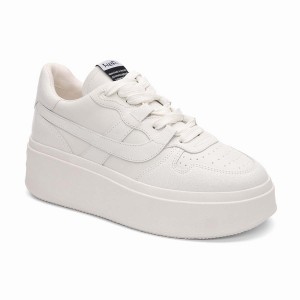 White Women Ash Match Eco-Friendly Tumbled Leather Platform Sneakers | 182035-464