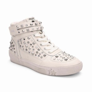 White Women Ash Myriad Studded Hightop Sneakers | 965039-677